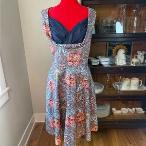 Lindy Bop XL Fit & Flare Dress | Retro Vintage Floral Sleeveless Cotton Blend